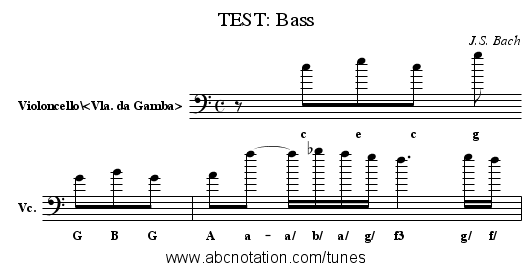 TEST: Bass - staff notation