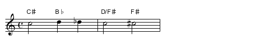 TEST: check for sharp ( \001 ) and flat ( \002 ) - staff notation
