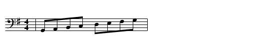 TEST: clef=bass middle=D - staff notation