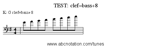 TEST: clef=bass+8 - staff notation