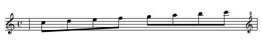 TEST: Clefs: treble treble-8 treble+8 - staff notation