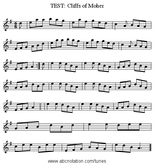 TEST: Cliffs of Moher - staff notation