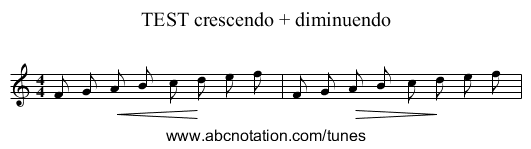 TEST crescendo + diminuendo - staff notation