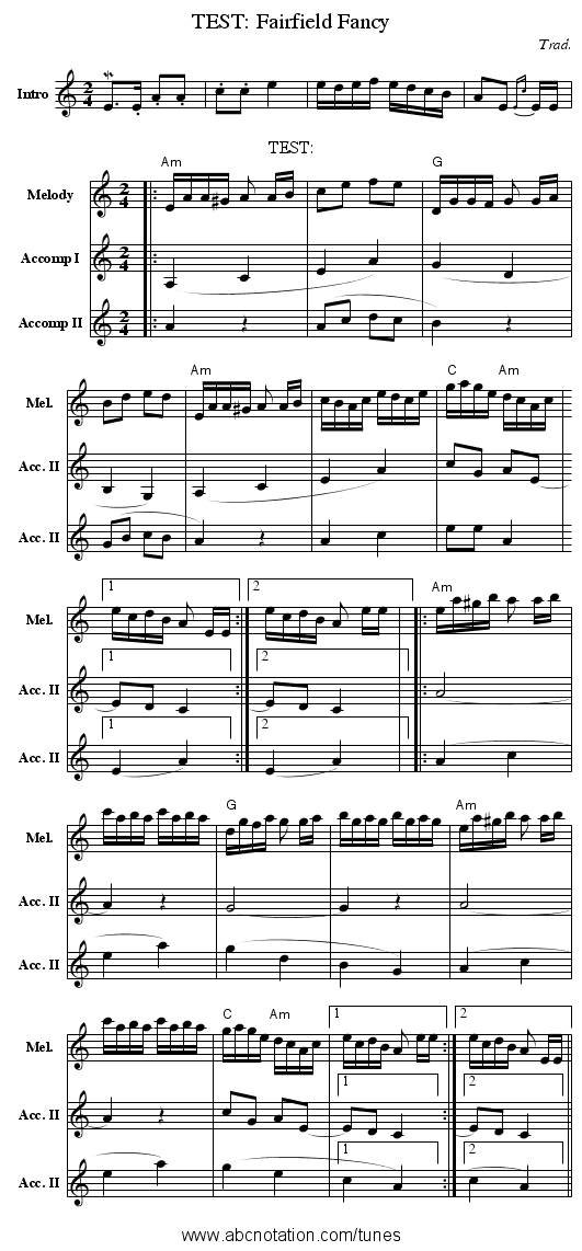 TEST: Fairfield Fancy - staff notation
