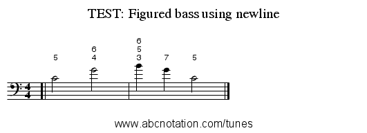 TEST: Figured bass using newline - staff notation