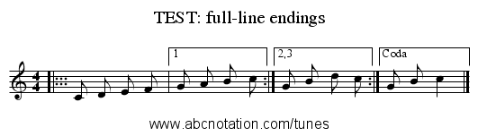 TEST: full-line endings - staff notation