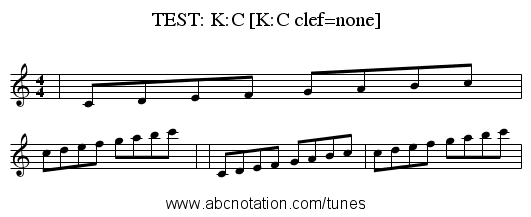 TEST: K:C [K:C clef=none] - staff notation