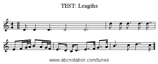 TEST: Lengths - staff notation