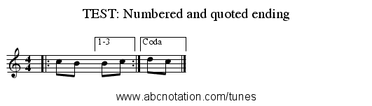 TEST: Numbered and quoted ending - staff notation