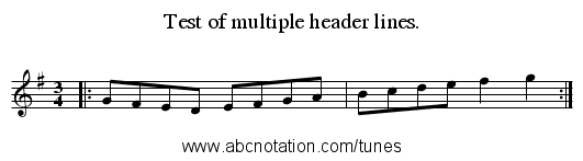 Test of multiple header lines. - staff notation