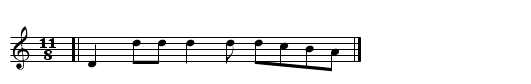 TEST: Q: with 3 notes + text - staff notation