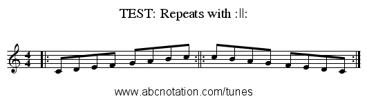 TEST: Repeats with :||: - staff notation