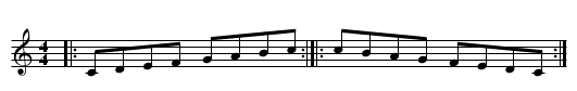 TEST: Repeats with :|]|: - staff notation