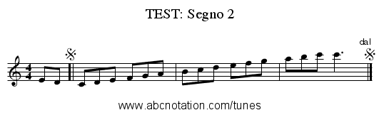 TEST: Segno 2 - staff notation