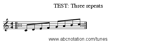 TEST: Three repeats - staff notation