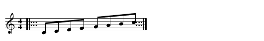 TEST: Three repeats - staff notation