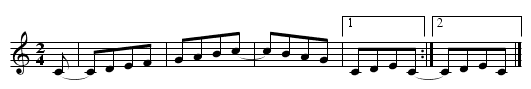 TEST: Tied ending - staff notation