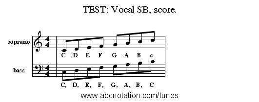 TEST: Vocal SB, score. - staff notation