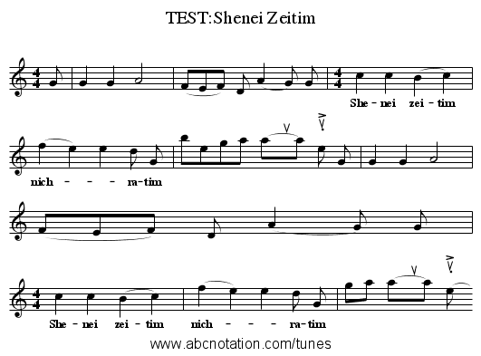 TEST:Shenei Zeitim - staff notation