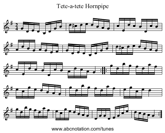 Tete-a-tete Hornpipe - staff notation