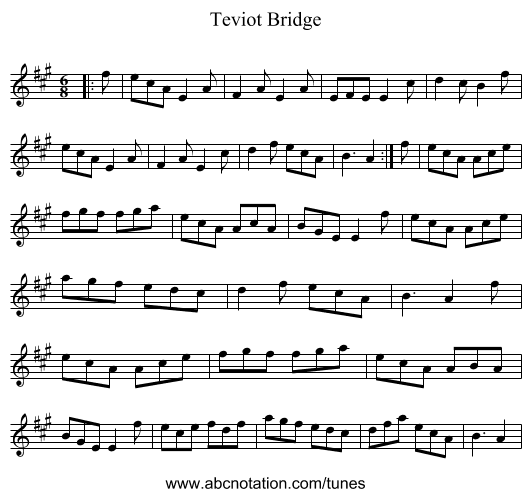 Teviot Bridge - staff notation