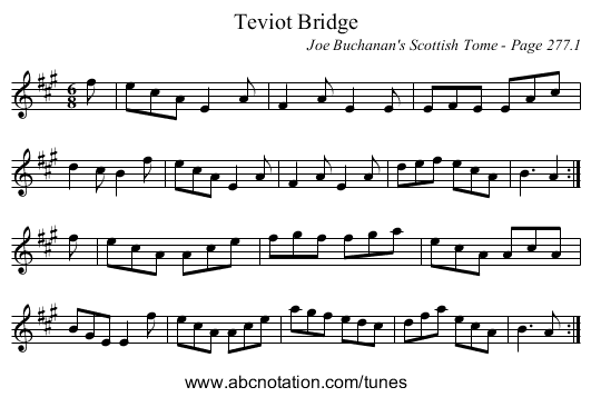 Teviot Bridge - staff notation