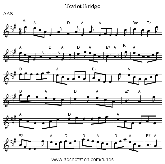 Teviot Bridge - staff notation