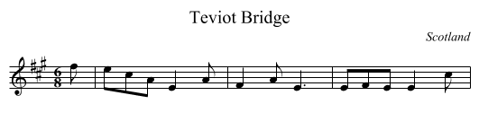 Teviot Bridge - staff notation