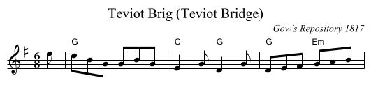 Teviot Brig (Teviot Bridge) - staff notation