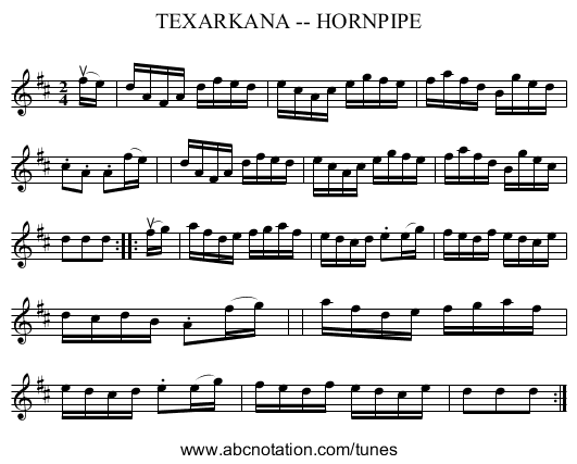 TEXARKANA -- HORNPIPE - staff notation