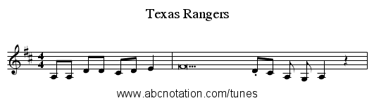 Texas Rangers - staff notation