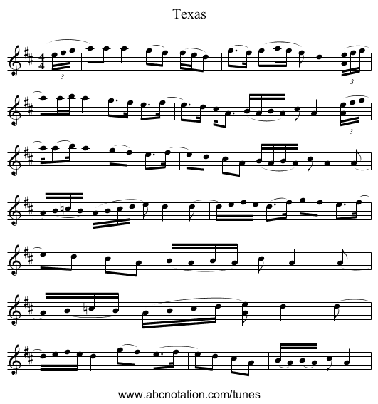 Texas - staff notation
