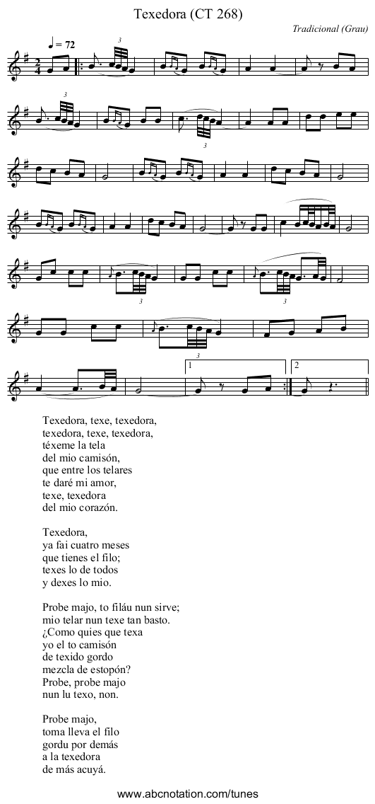 Texedora (CT 268) - staff notation