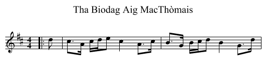 Tha Biodag Aig MacThòmais - staff notation