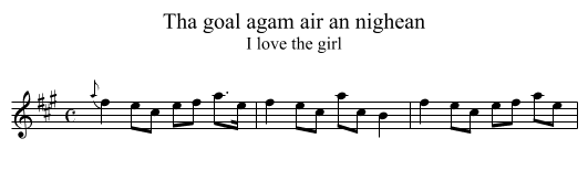 Tha goal agam air an nighean - staff notation