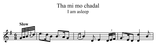 Tha mi mo chadal - staff notation