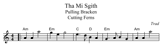 Tha Mi Sgith - staff notation