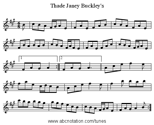 Thade Janey Buckley's - staff notation