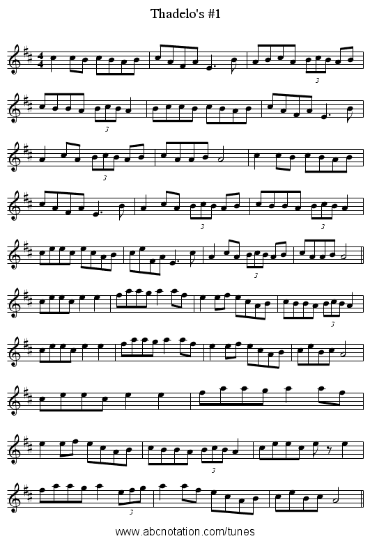 Thadelo's #1 - staff notation