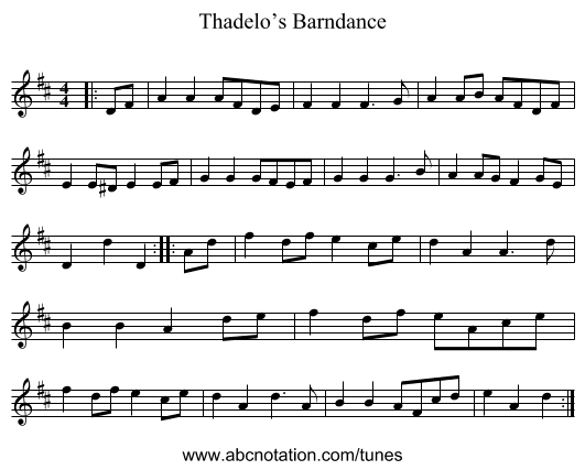 Thadelo’s Barndance - staff notation