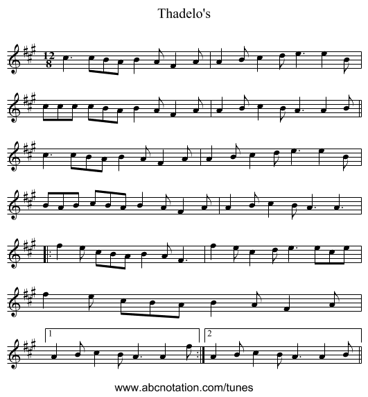 Thadelo's - staff notation