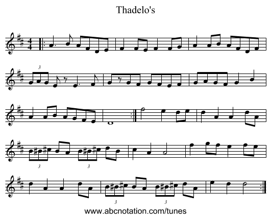 Thadelo's - staff notation
