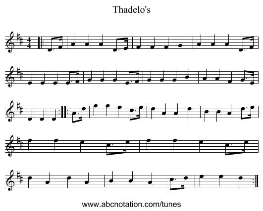 Thadelo's - staff notation