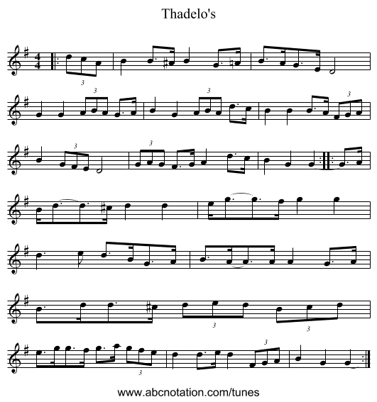 Thadelo's - staff notation