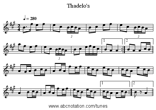 Thadelo's - staff notation