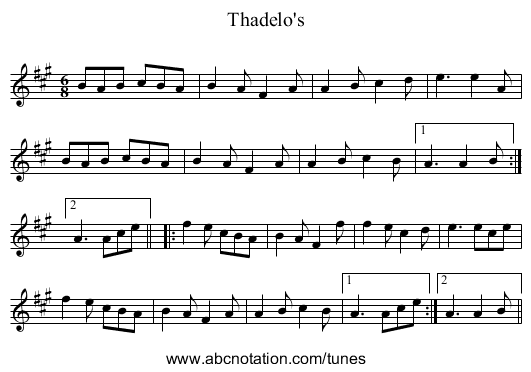 Thadelo's - staff notation