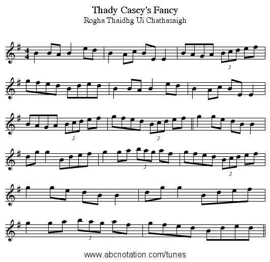 Thady Casey's Fancy - staff notation
