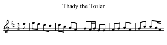 Thady the Toiler - staff notation