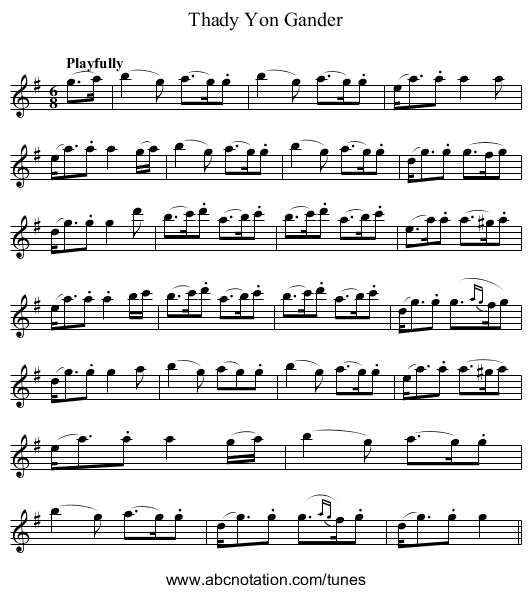 Thady Yon Gander - staff notation