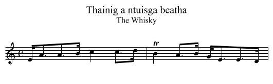 Thainig a ntuisga beatha - staff notation
